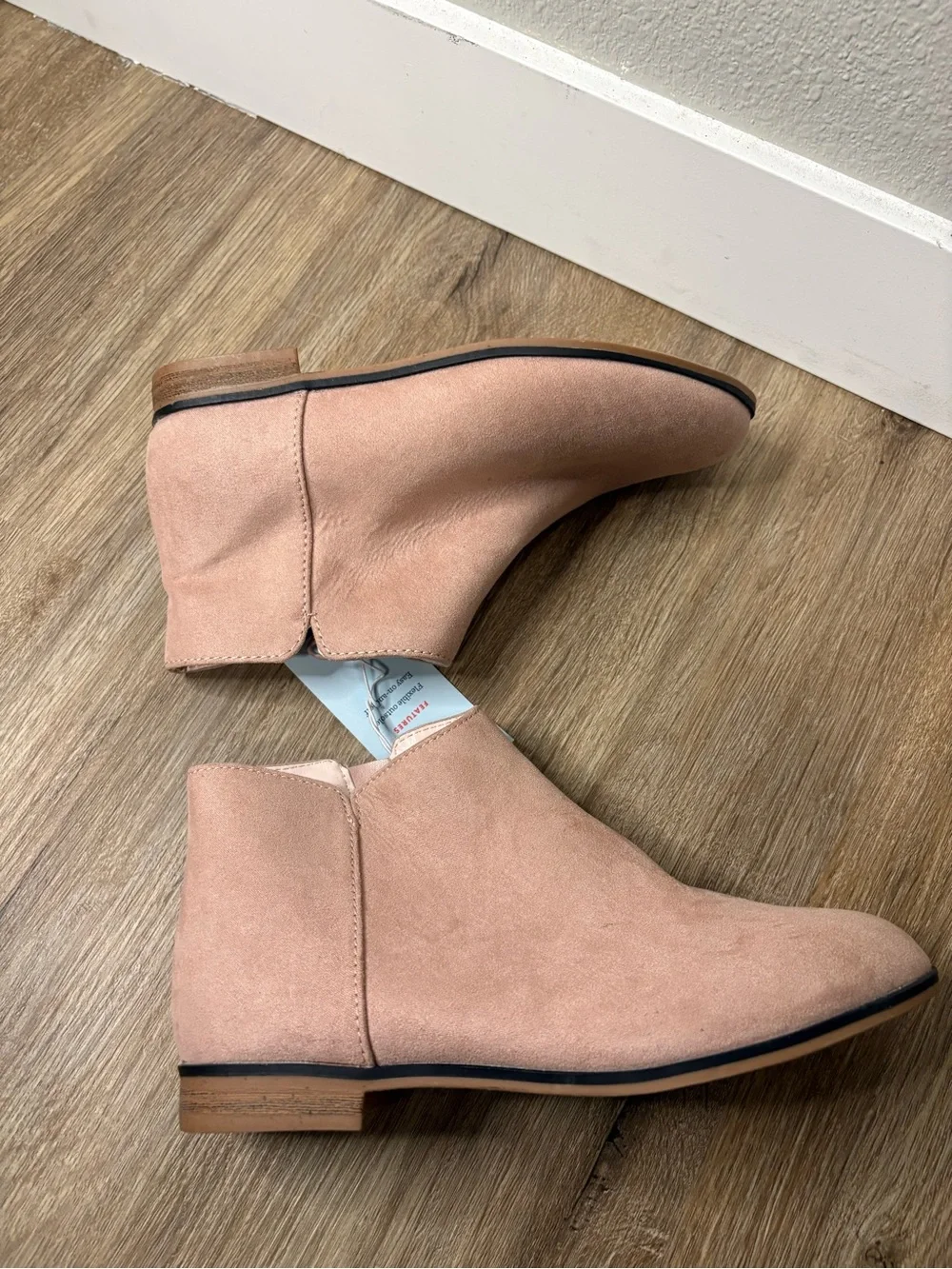 Cat & Jack Opal Zipper Booties Blush Pink Faux Suede Girls Size 3 NWT